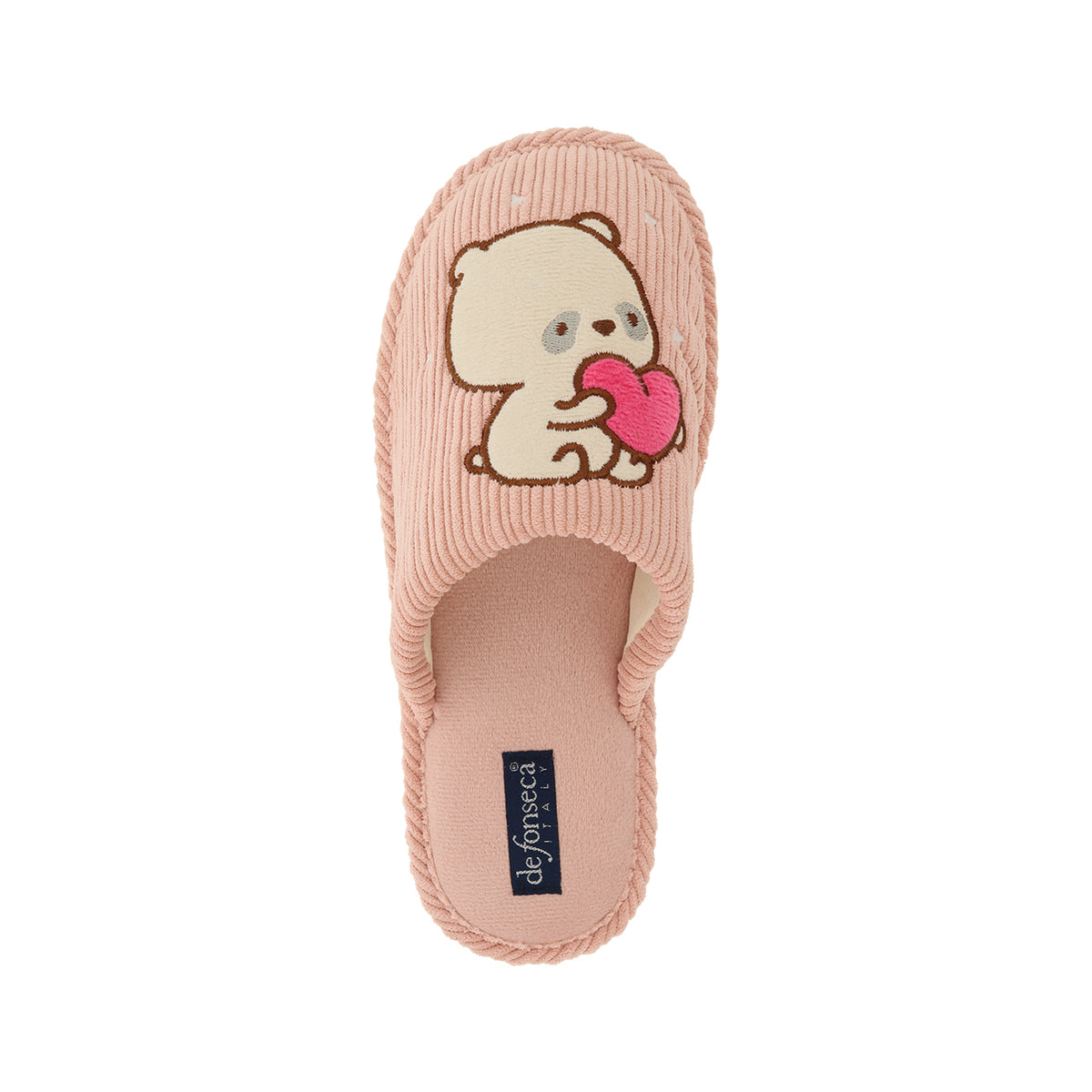 Pantofola donna in microfibra con cuoricini, modello Bari – Rosa