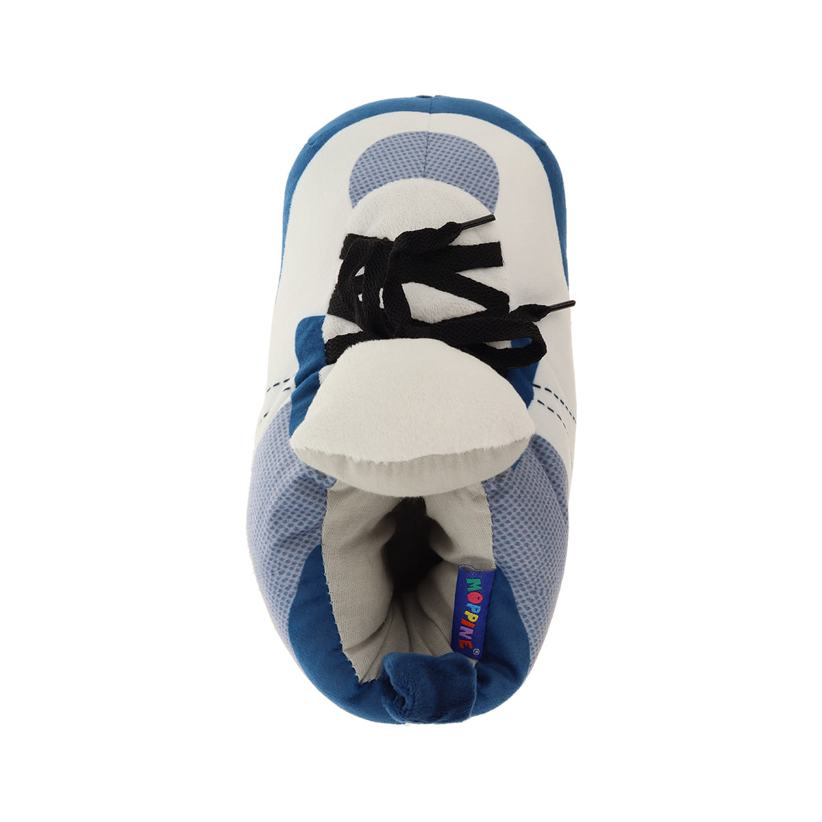 Pantofola in ciniglia a forma di scarpa da basket, modello DORA – Blu