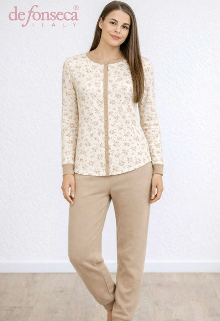 PIGIAMA DONNA INTERLOCK - DPD832 PIGIAMA BEIGE/BEIGE
