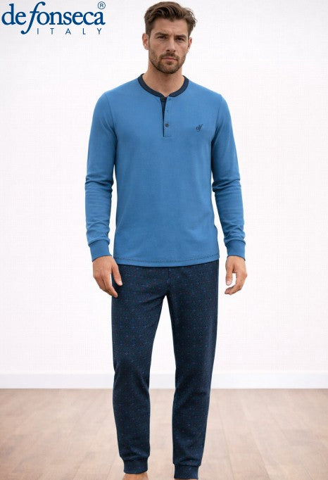 PIGIAMA UOMO INTERLOCK - DPU257 AVIO/BLU