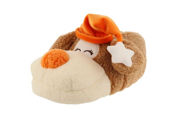 Pantofola a forma di cane in peluche beige - modello TEVERE