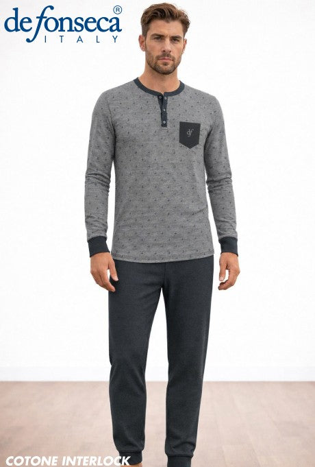 PIGIAMA UOMO INTERLOCK - DPU259 ANTRACITE/VERDE