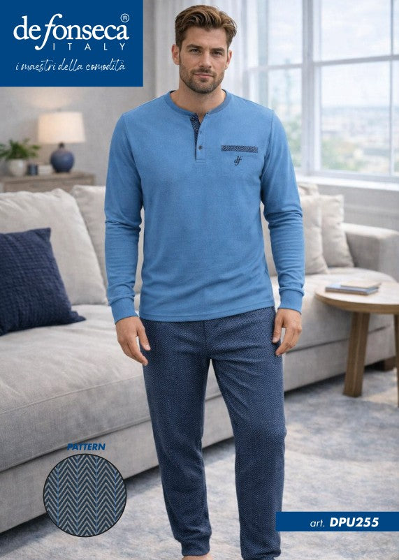 PIGIAMA UOMO INTERLOCK - DPU255 AVIO/BLU