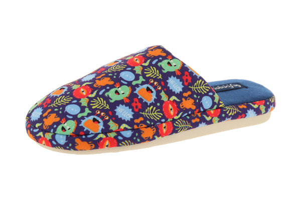 Pantofola bambina stampata, modello Roma – Blu Fantasia