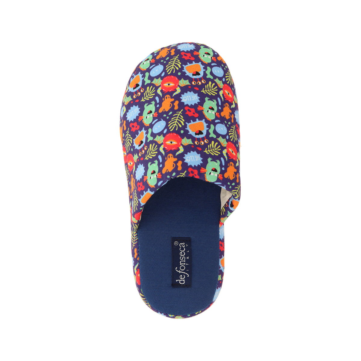 Pantofola bambina stampata, modello Roma – Blu Fantasia