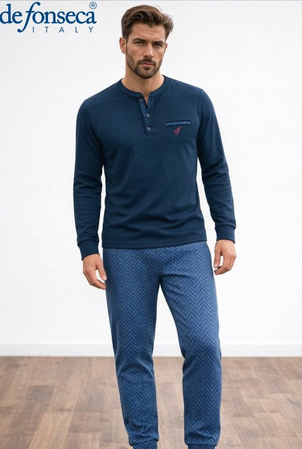 PIGIAMA UOMO INTERLOCK - DPU255 BLU/AVIO