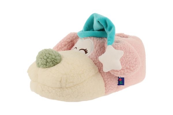 Pantofola a forma di cane in peluche rosa - modello TEVERE
